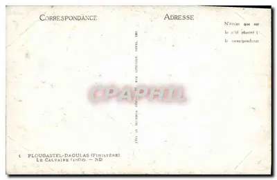 Plougastral-Daoulas — O Calvaire (Finistère) — Editor: Léon e Wilhelm Hébert, Paris — Verso
