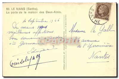 Le Mans (Sarthe) — Portal domu Dwóch Przyjaciół — wydawnictwo artystyczne gil — Rewers