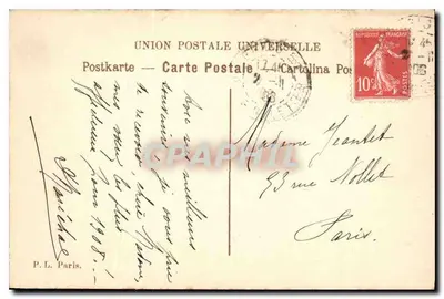 Pani Sophie autorstwa HATTIER — portret kobiety w stroju epokowym — wydawca P.L. Paris — Rewers
