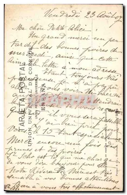Nossa Senhora de Fátima — Santa Bernadette — União Postal Universal Espanha — Verso