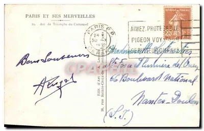 Arc de Triomphe du Carrousel — Paris — Éd. d'Art, rue Sainte-Croix-de-Tremblay — Verso
