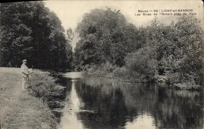 Meuse — 95 — LIGNY-en-BARROIS — As margens do Ornain perto do Parc