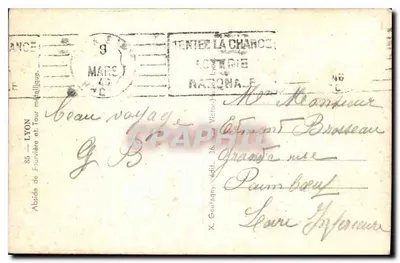 Widok z Lyonu — Bazylika Notre-Dame de Fourvière i Metalowa Wieża — wydawca X. Goutagny, nr 36 — Rewers