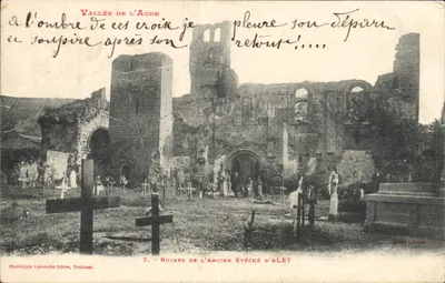 Ruínas do antigo bispado de Alet — Vale do Aude — Fototipia Labouche frères, Toulouse