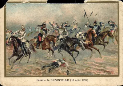 Bilhete postal antigo Batalha de Rezonville (16 de Agosto de 1870)