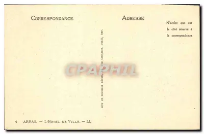 Arras — Hotel de Ville — wydawca Lévy & Neurin Réones, Paryż — Rewers