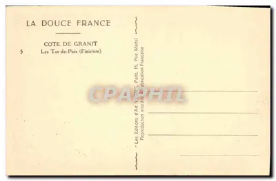Les Tas-de-Pois (Finistère) — Côte de Granit — Wydawnictwo Sztuki Yvon, Paryż — Rewers