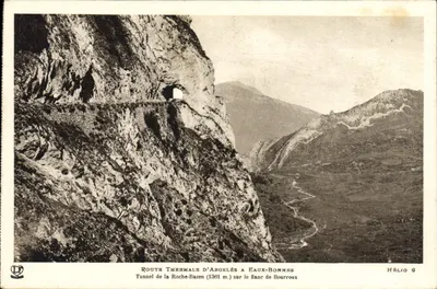 Rota Termal de Argelès para Eaux-Bonnes — Tunel da Roche-Bazen (1361 m.) no flanco de Bourroux — Hélio 9