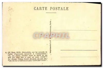 Museu Bernadette - Lourdes — cena da aparição da Virgem a Bernadette — Verso