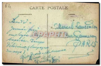 Biarritz — Jolies Baigneuses sur la grande Plage — Marcel Delbroy, phototype, Bordeaux — Verso