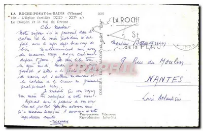 ला रोच-पोसे (वियेन) — मजबूत चर्च (13वीं-14वीं शताब्दी) और टॉवर — फोटोग्राफी कोंबियर — पीछे