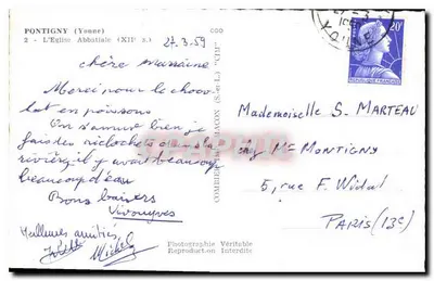 Pontigny (Yonne) — A Igreja Abbatial (século XII) — Fotografia Verdadeira Reprodução Proibida — Verso