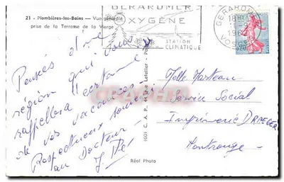Plombières-les-Bains — Ogólny widok z Tarasy Niepokalanego — Réal Photo — Rewers