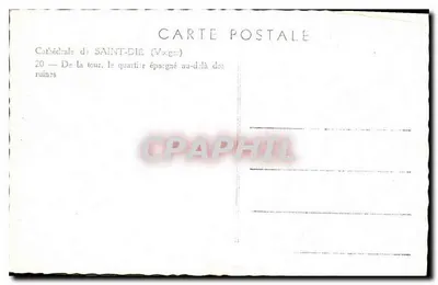 Saint-Dié (Vosges) — Z wieży — zachowany kwartal poza ruinami — katedra — Rewers