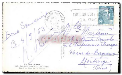 Widok z Wybrzeża Azury — Toulon-Mourillon — wydawnictwo ARS, nr 342 — Rewers