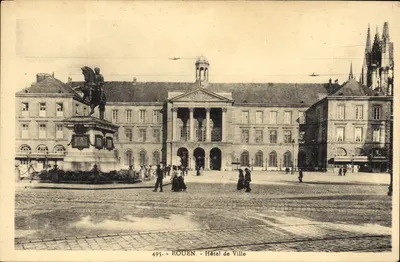 Rouen - Urząd Miejski — z rzeźbą konnej — wydawca 'La Châtaigne', n° 495