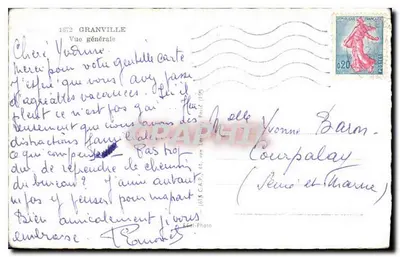 Granville — Vue générale du port avec voiliers — éditeur Cap — Verso