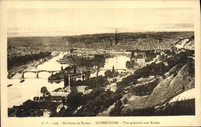 Stara pocztówka Environs de Rouen Bonsecours Vue generale vers Rouen