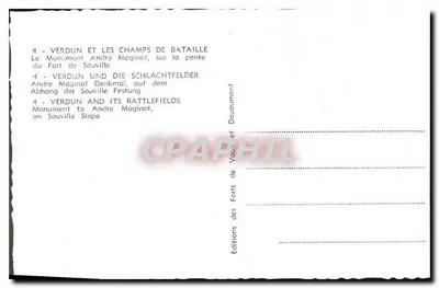 Monument Andre Maginot — Verdun i pola bitew — Wydawnictwo Forts et Vaux — Rewers