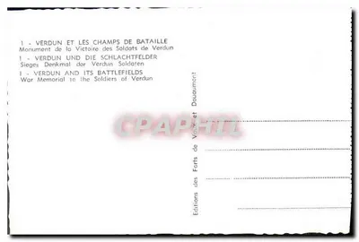 Verdun — Monumento aos Soldados de Verdun — Éditions des Forts de Vaux et Douaumont — Verso
