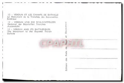 Verdun — Monumento della Tranchée des Baïonnettes — Edizioni dei Forti e Douaumont — Verso