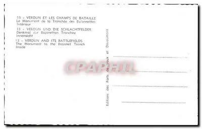 Verdun — wnętrze Pomnika Tranchée Baïonnettes — Wydawnictwo Forts de Vaux — Rewers