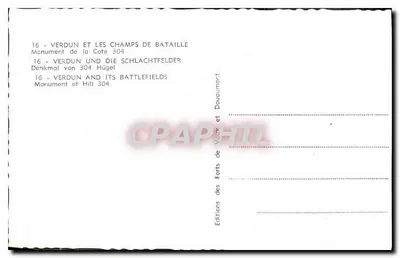 Monumento della Cote 304 — Verdun — Edizioni dei Forti di Vaux e Douaumont — Verso