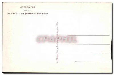 Ogólny widok Mont-Boron — Nice, Côte d'Azur — Wydawnictwo Mur, 5, Bulwar św. Agaty, Nice — Rewers