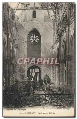 Ribécourt — Interior da Igreja — Destruíção após 1914-1918 — Editor: Ancelle, Compiègne