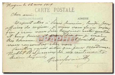 Ribécourt — Interior da Igreja — Destruíção após 1914-1918 — Editor: Ancelle, Compiègne — Verso