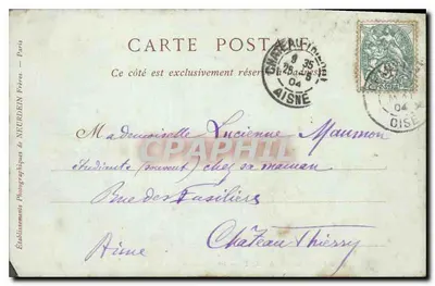 Tarjeta postal antigua Castillo de Chantilly La Fachada — Reverso