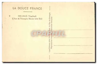 Arco do Triunfo Marius — Orange (Vaucluse) — Éditions d'Art YVON, Paris — Verso