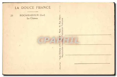 Rocamadour (Lot) — Zamek — Wydawnictwo Sztuki 'VON' Paryż — Rewers