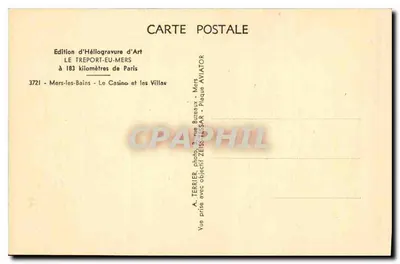 O Casino e as Villas — Treport-Eu-Mers — Edição de Héliogravure d'Art — Verso