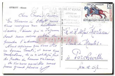 Ottrott - Alzacja — widok wioski z kościołem — Foto Artisanale F. Müller — Rewers