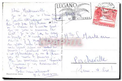 Lugano — widok panoramiczny jeziora — wydawca Lugano-Vi Attende, nr 1125 — Rewers
