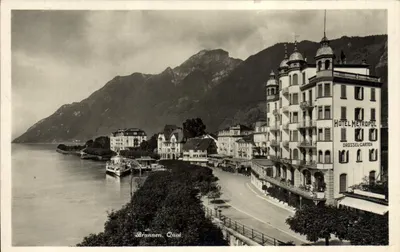 Brunnen. Quai — Vista do lago com o Hotel Métropol — Fotógrafo Wehrli & Yonk & Co. n°1556