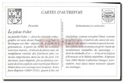 Boulogne-sur-Mer — Le Pilote Pollet, Patron du Canot de Sauvetage — LL. — Verso