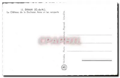 Dinan (C.-du-N.) — Zamek Księżnej Anny i wały — Prawdziwy Fotografie na Bromure — Wydawnictwo LALITIEN — Rewers
