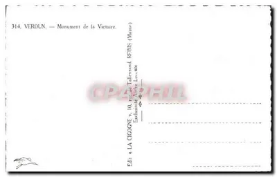Verdun — Pomnik Zwycięstwa — Wydawca: La Cigogne, Reims — Rewers
