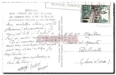 Pointe du Raz — Finistère — Wydawnictwo Artystyczne Jos. Tonifile — Rewers