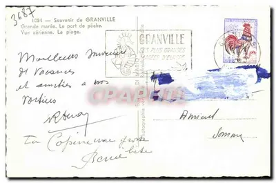 Granville — vista aerea, alta marea, il porto, la spiaggia — n° 3684 — Verso
