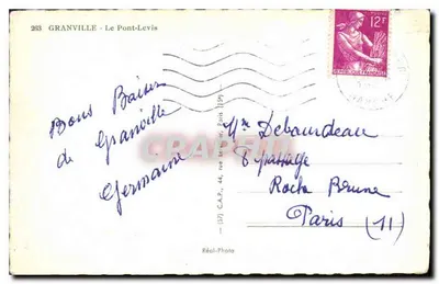 Granville - O Pont-Levis — editor Réal-Photo, n° 263 — Verso