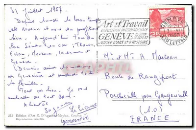 Genève. De baai en de fontein (120 m) — Artistieke uitgave G. D'Aguaña-Meylan, n° 232 — Achterkant