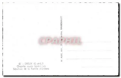 Capela Real Saint-Louis — Sepultura da Família d'Orléans — M. AUBÉ, editor, 23, rue Lenoire, Dreux (E-et-L.) — Verso