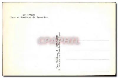Lyon — Wieża i Bazylika Fourvière — Wydawnictwo J. CELLARD — Rewers