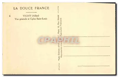 Vichy (Allier) — Vue générale et Église Saint-Louis — Éditions La Douce France — Verso
