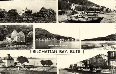Baía de Kilchattan, Bute — vista panorâmica — Valentine & Sons Ltd., D.4653