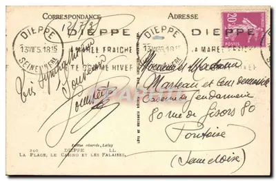 Dieppe — Plaża, kasyno i skały — Wydawnictwo rezerwowe, Lefay — Rewers