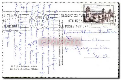Pointe du Médoc — Sunset over the Ocean — Éditions Charentaises d'Art A. GILBERT, no. 11.012 — Back